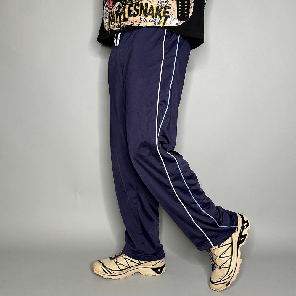 Vintage 90s Nike Sweatpants Mens L Baggy Wide Leg Navy Blue White Light Blue